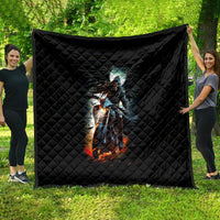 Flaming Skull Quilt Celestial Riders with Angel Wings - Wonder Print Shop