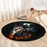 flaming-skull-round-carpet-celestial-riders-with-angel-wings