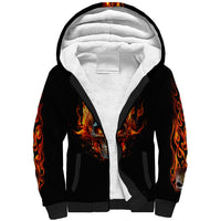 Flaming Skull Sherpa Hoodie Celestial Riders with Angel Wings - Wonder Print Shop