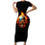 Flaming Skull Short Sleeve Bodycon Dress Celestial Riders with Angel Wings - Wonder Print Shop