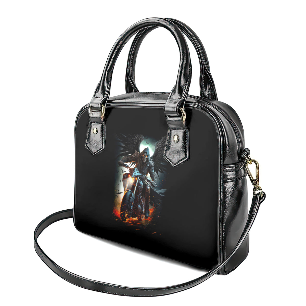 flaming-skull-shoulder-handbag-celestial-riders-with-angel-wings