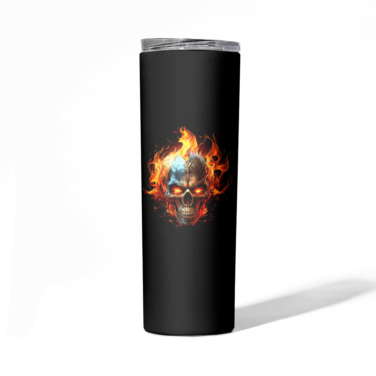 Flaming Skull Skinny Tumbler Celestial Riders with Angel Wings - Wonder Print Shop