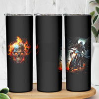 Flaming Skull Skinny Tumbler Celestial Riders with Angel Wings - Wonder Print Shop