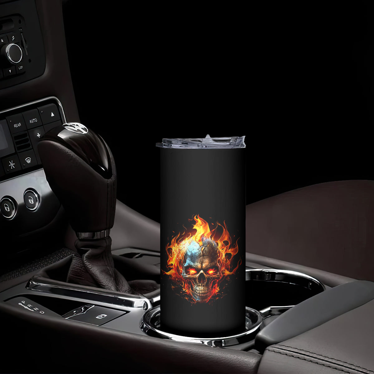 Flaming Skull Skinny Tumbler Celestial Riders with Angel Wings - Wonder Print Shop