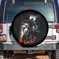 Flaming Skull Spare Tire Cover Celestial Riders with Angel Wings - Wonder Print Shop