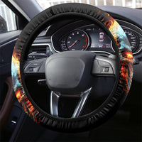 Flaming Skull Steering Wheel Cover Celestial Riders with Angel Wings - Wonder Print Shop