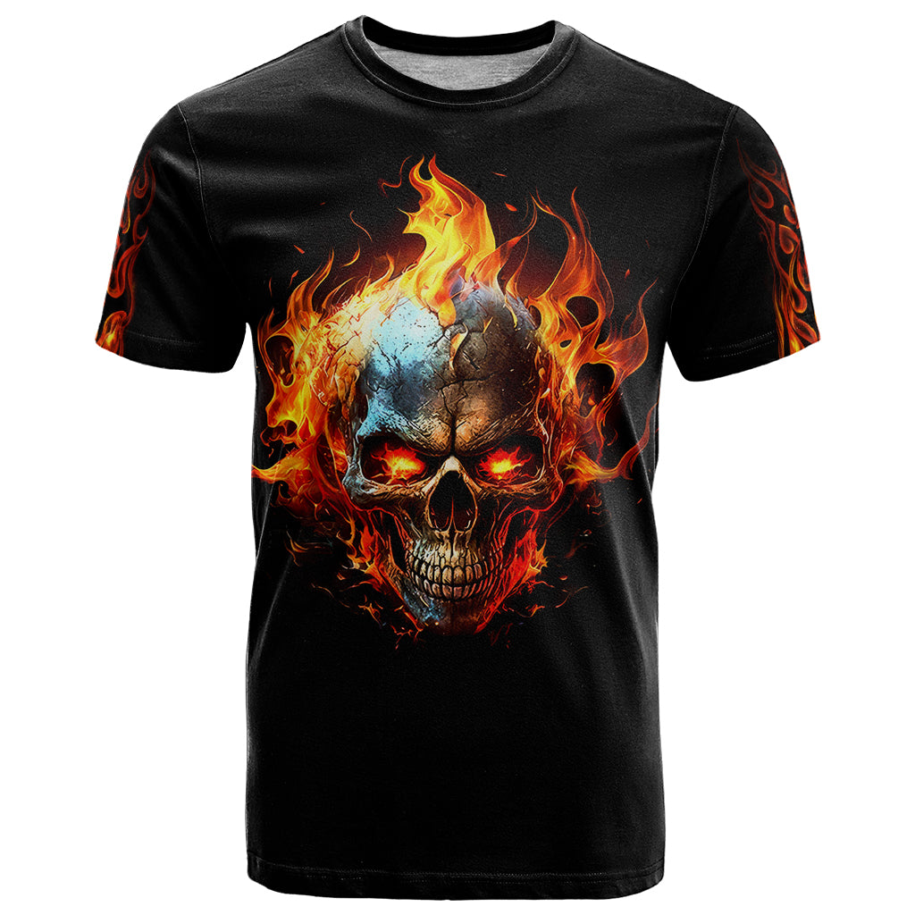 Flaming Skull T Shirt Celestial Riders with Angel Wings - Wonder Print Shop