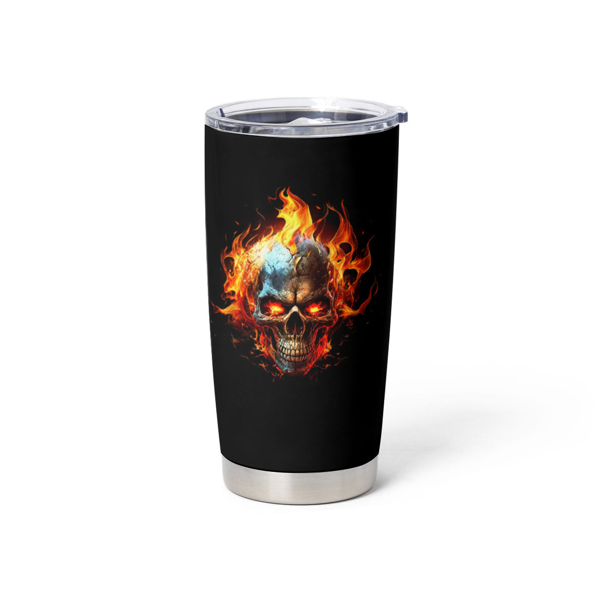 Flaming Skull Tumbler Cup Celestial Riders with Angel Wings - Wonder Print Shop