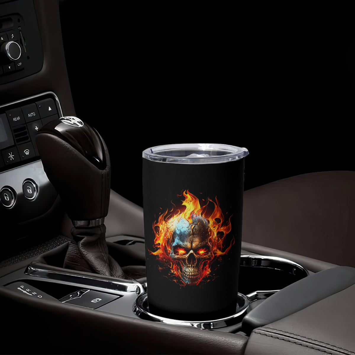 Flaming Skull Tumbler Cup Celestial Riders with Angel Wings - Wonder Print Shop