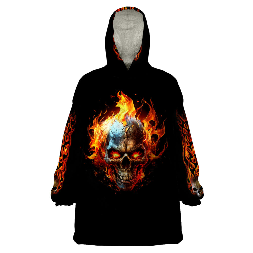 Flaming Skull Wearable Blanket Hoodie Celestial Riders with Angel Wings - Wonder Print Shop