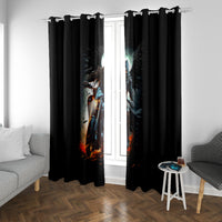Flaming Skull Window Curtain Celestial Riders with Angel Wings - Wonder Print Shop