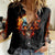 Flaming Skull Women Casual Shirt Celestial Riders with Angel Wings - Wonder Print Shop