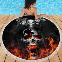 Flaming Skull Hoodie Beach Blanket Spectral Pyre - Wonder Print Shop