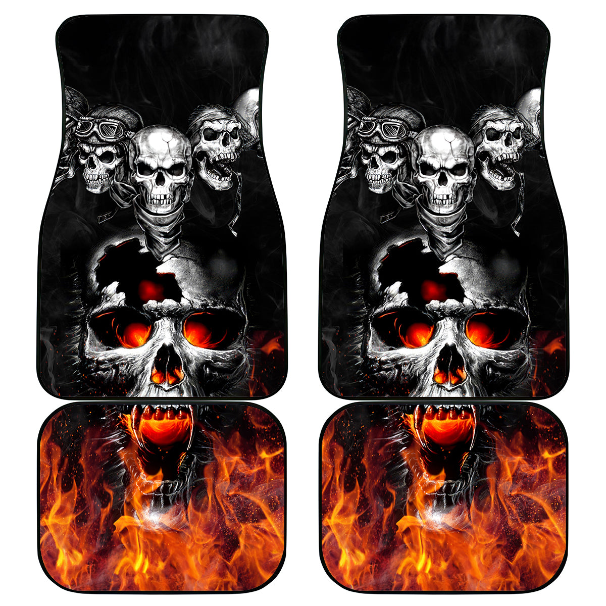 Flaming Skull Hoodie Car Mats Spectral Pyre - Wonder Print Shop