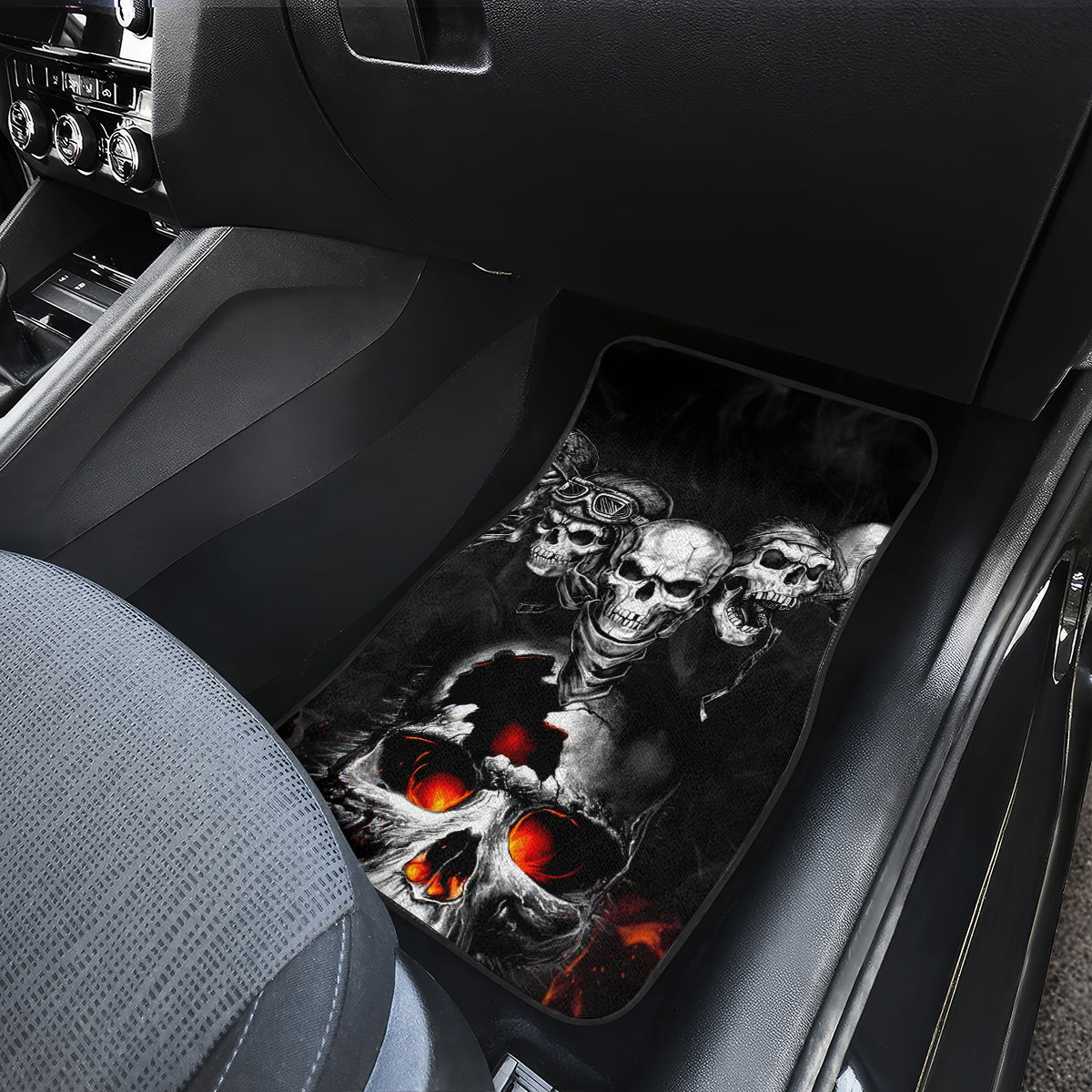Flaming Skull Hoodie Car Mats Spectral Pyre - Wonder Print Shop