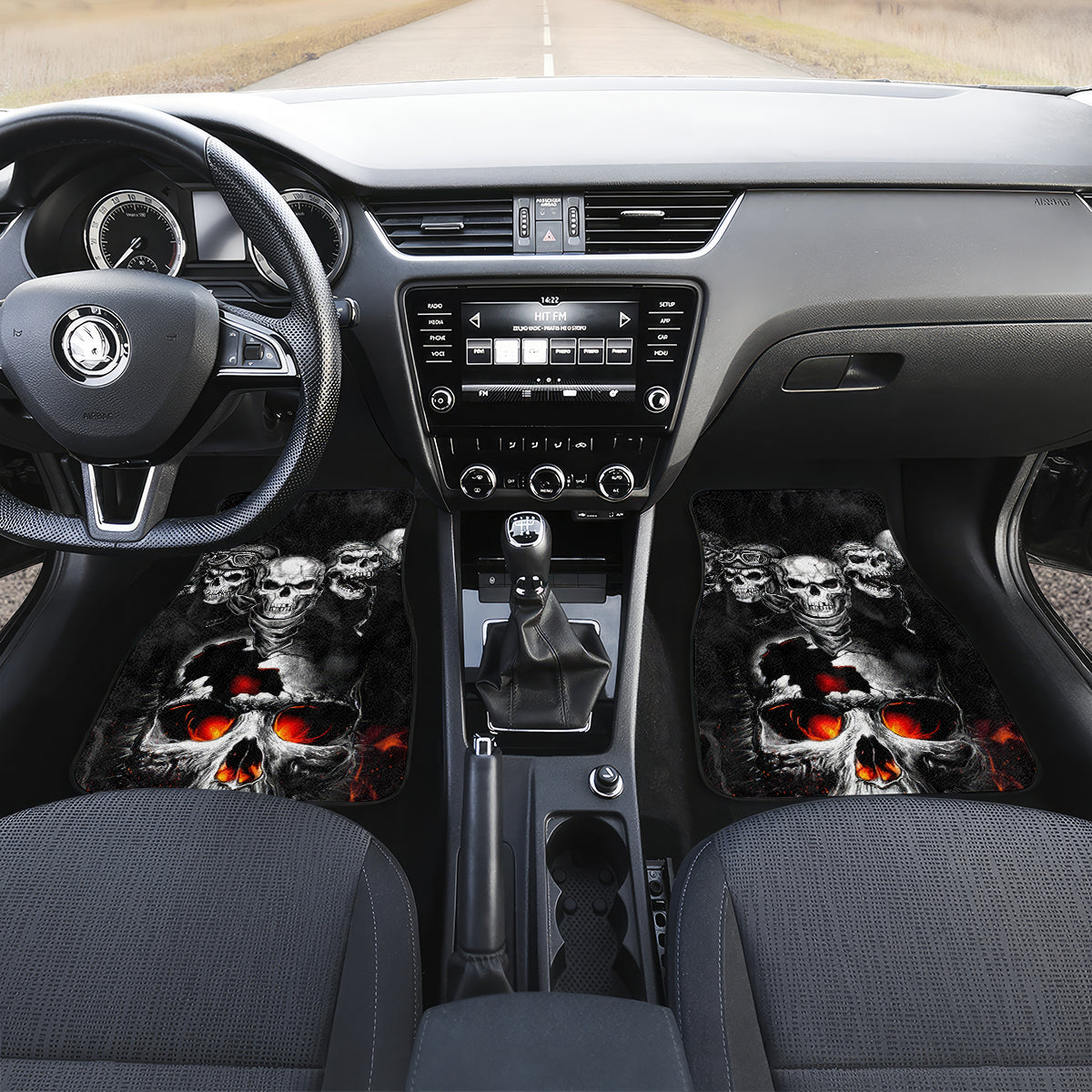 Flaming Skull Hoodie Car Mats Spectral Pyre - Wonder Print Shop