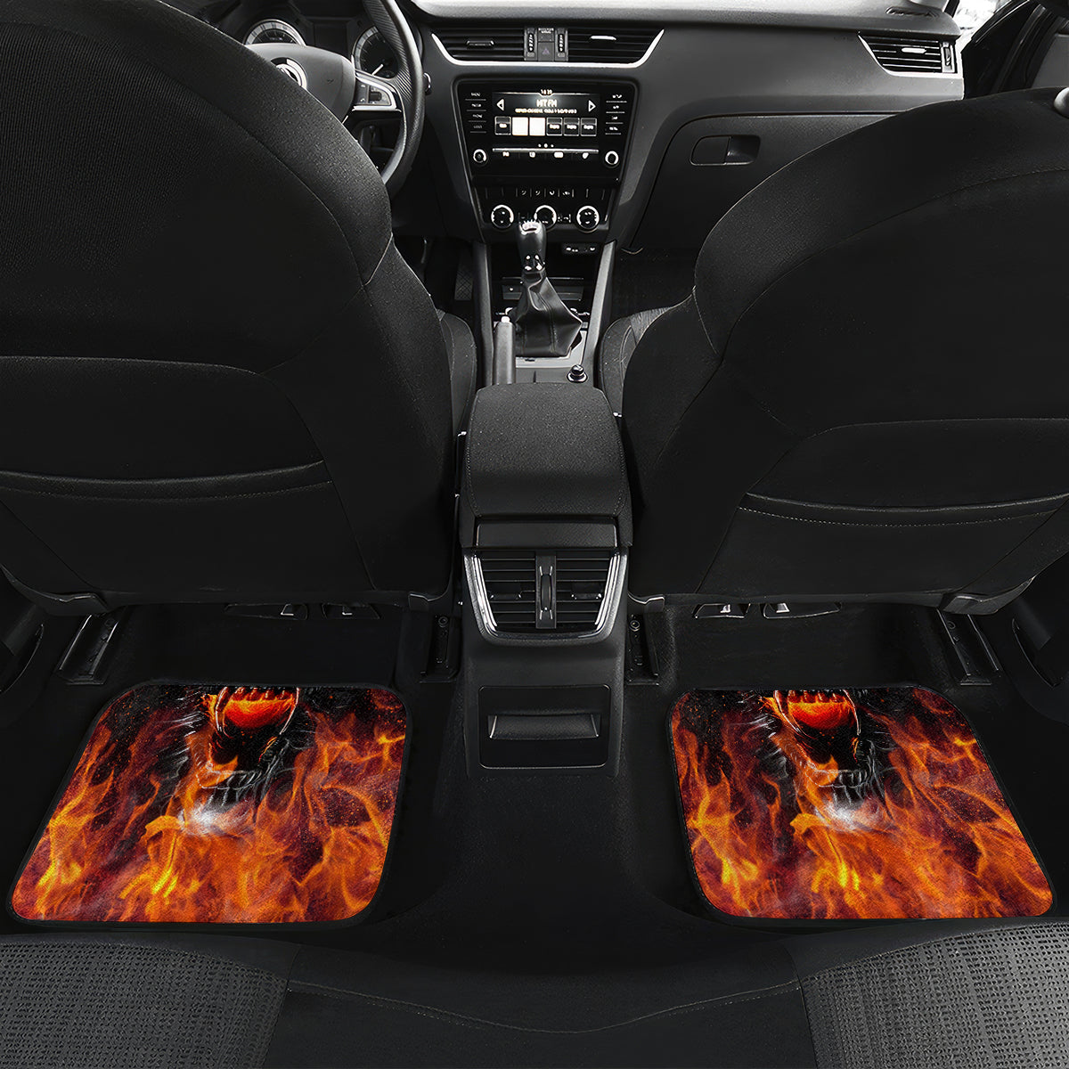 Flaming Skull Hoodie Car Mats Spectral Pyre - Wonder Print Shop