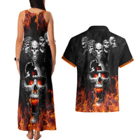 Flaming Skull Hoodie Couples Matching Tank Maxi Dress And Hawaiian Shirt Spectral Pyre - Wonder Print Shop