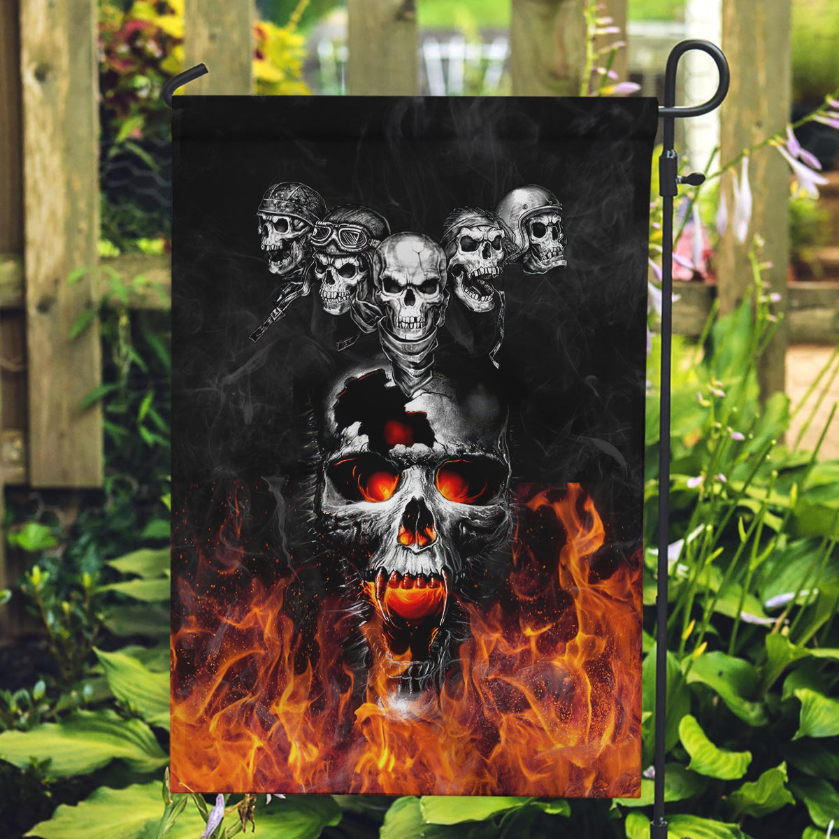 Flaming Skull Hoodie Garden Flag Spectral Pyre - Wonder Print Shop