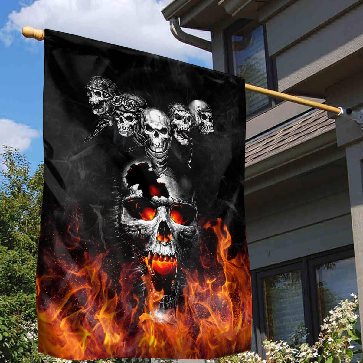 Flaming Skull Hoodie Garden Flag Spectral Pyre - Wonder Print Shop