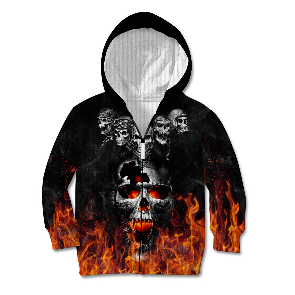 Flaming Skull Hoodie Kid Hoodie Spectral Pyre - Wonder Print Shop