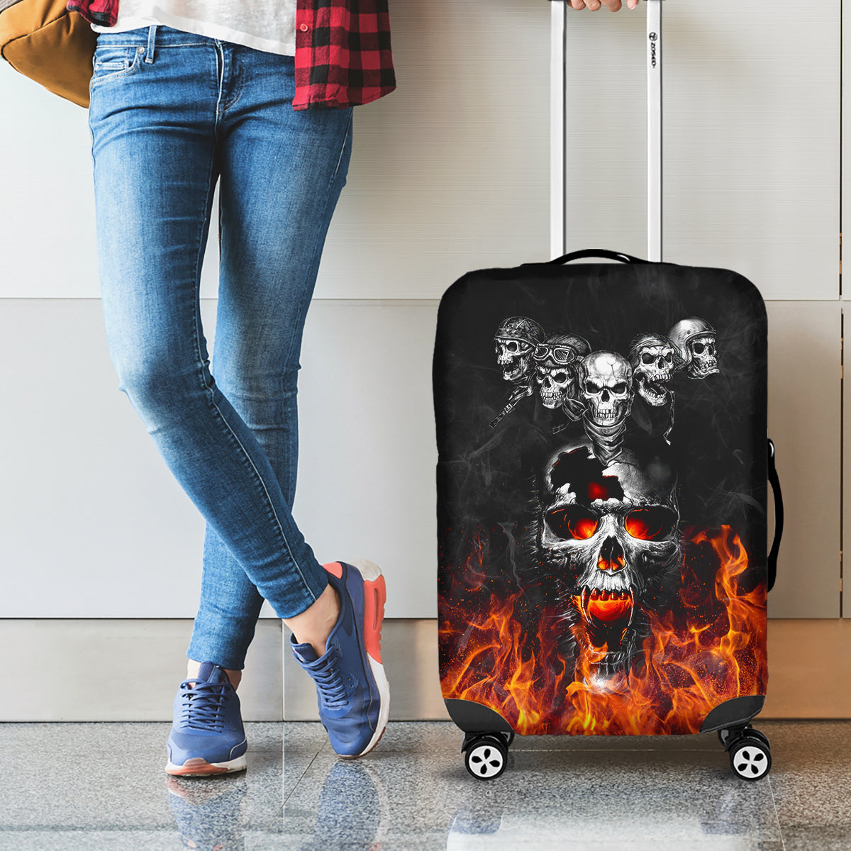 Flaming Skull Hoodie Luggage Cover Spectral Pyre - Wonder Print Shop