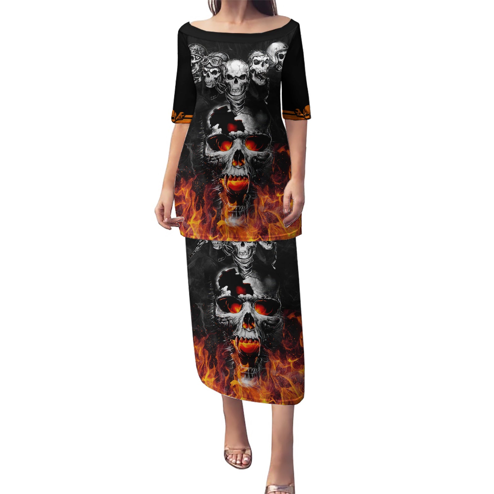 Flaming Skull Hoodie Puletasi Spectral Pyre - Wonder Print Shop