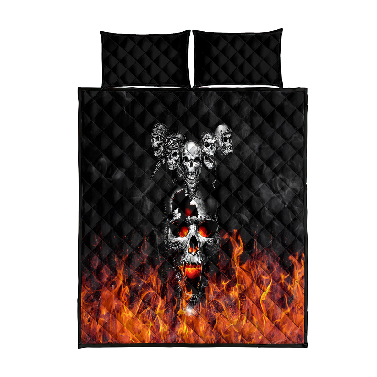 Flaming Skull Hoodie Quilt Bed Set Spectral Pyre - Wonder Print Shop