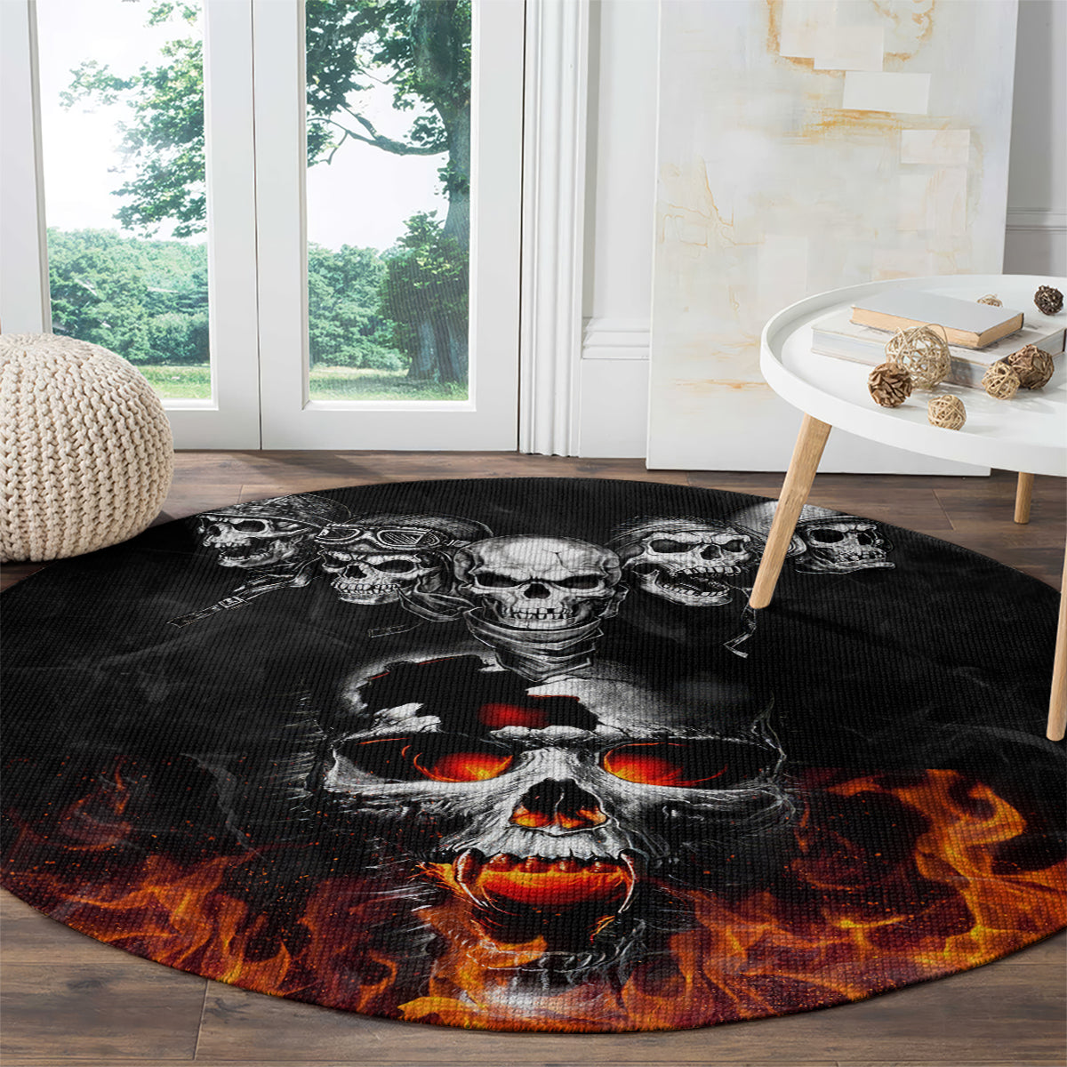 flaming-skull-hoodie-round-carpet-spectral-pyre