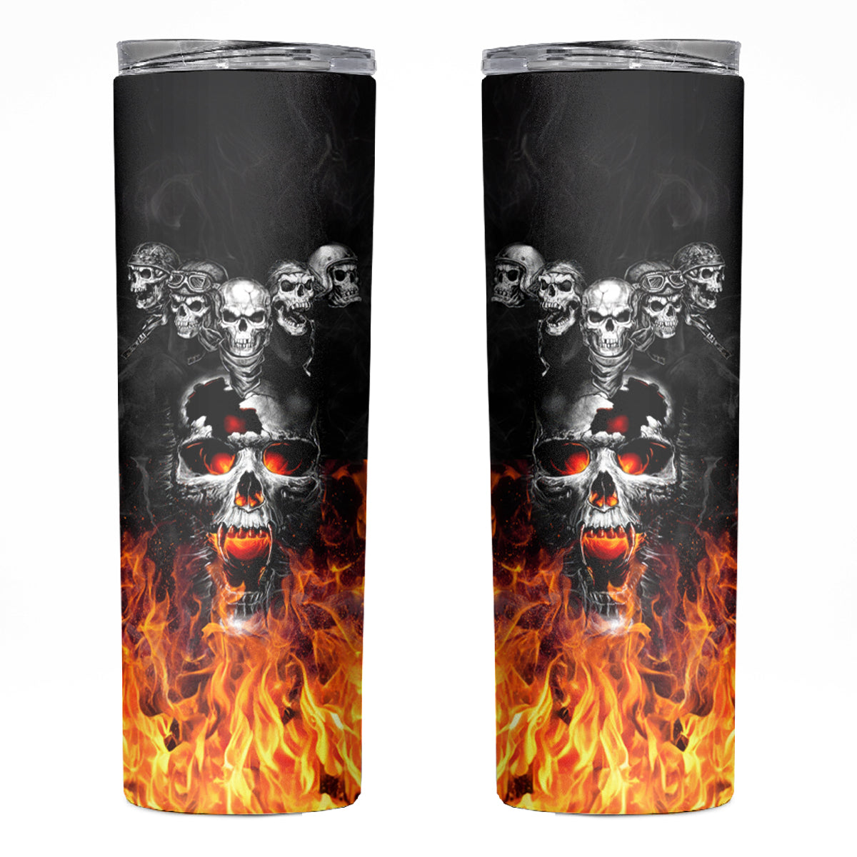 Flaming Skull Hoodie Skinny Tumbler Spectral Pyre - Wonder Print Shop