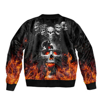 Flaming Skull Hoodie Sleeve Zip Bomber Jacket Spectral Pyre - Wonder Print Shop