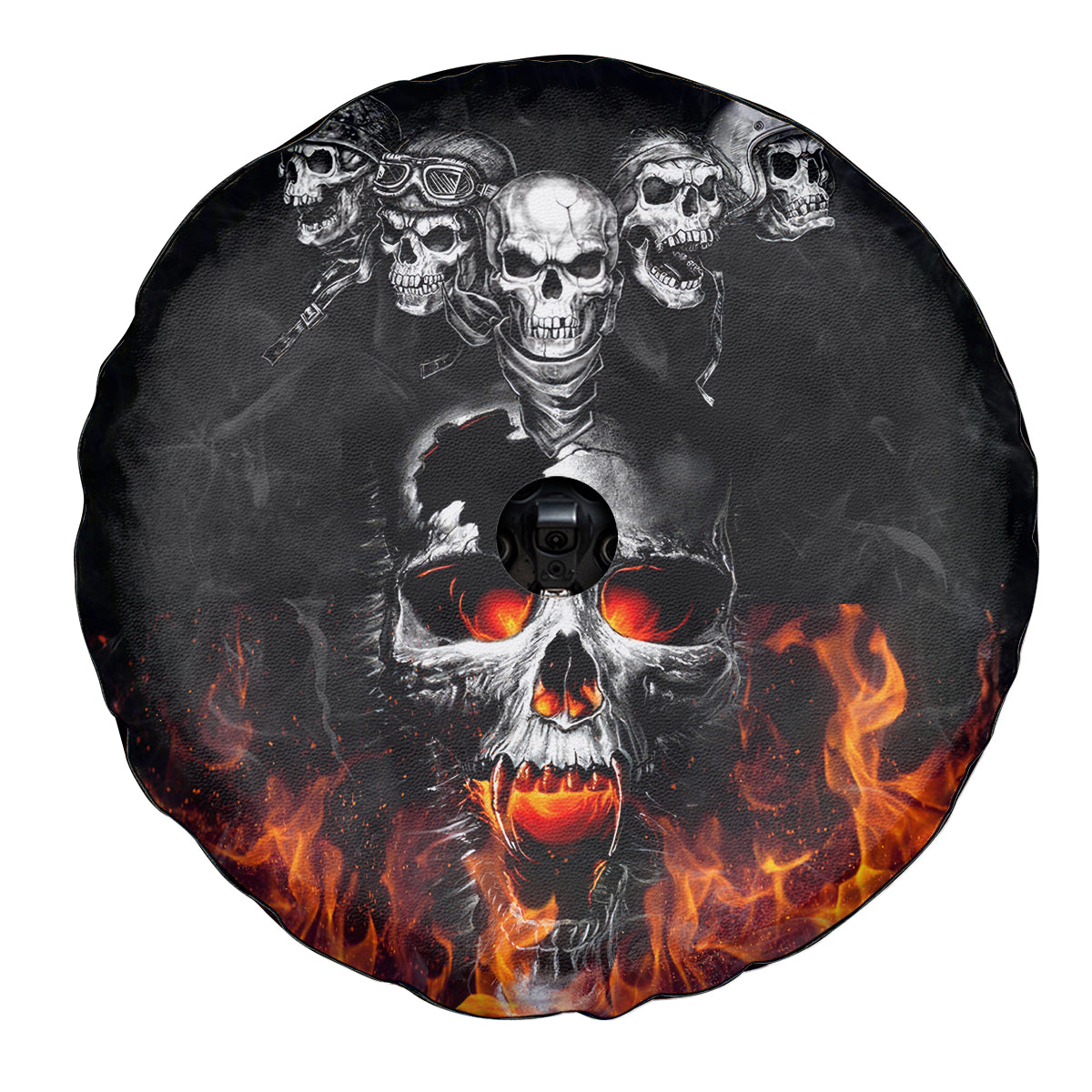 Flaming Skull Hoodie Spare Tire Cover Spectral Pyre - Wonder Print Shop