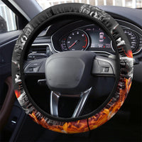 Flaming Skull Hoodie Steering Wheel Cover Spectral Pyre - Wonder Print Shop