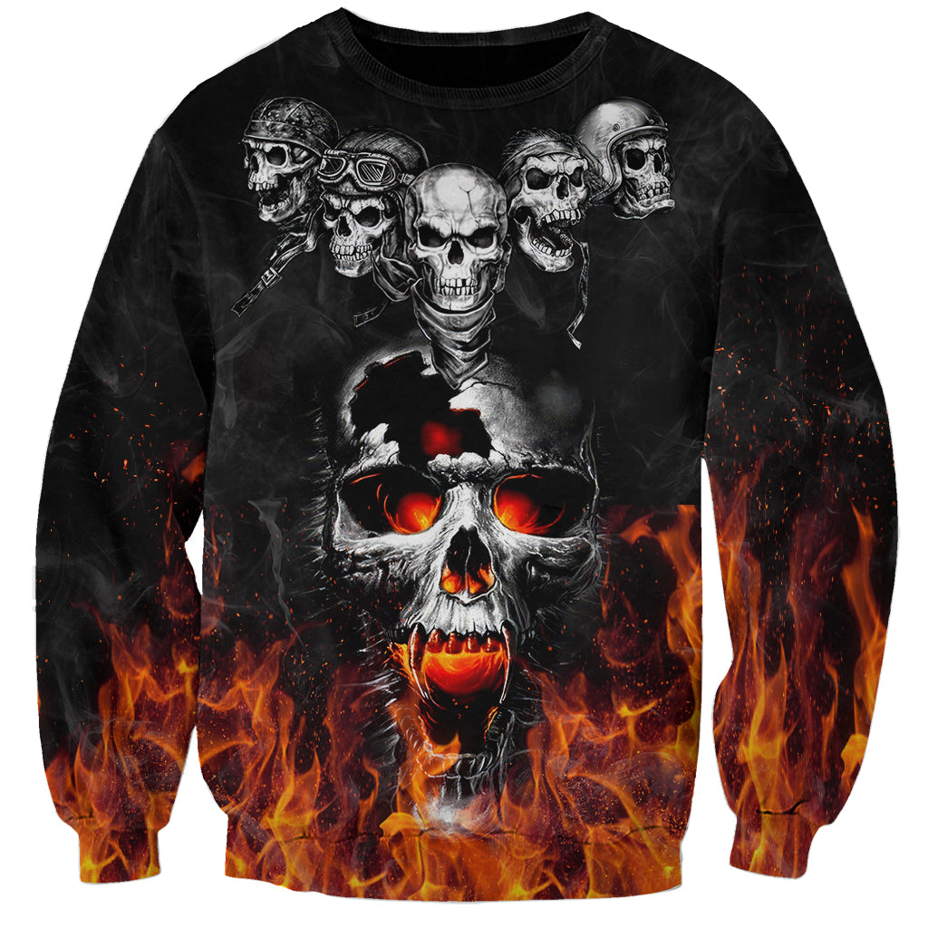Flaming Skull Hoodie Sweatshirt Spectral Pyre - Wonder Print Shop
