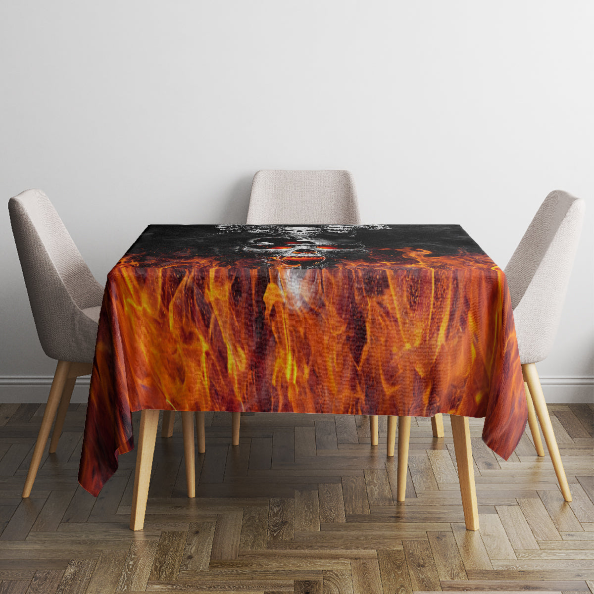 Flaming Skull Hoodie Tablecloth Spectral Pyre - Wonder Print Shop