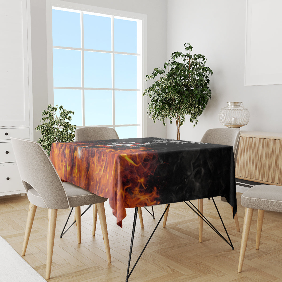 Flaming Skull Hoodie Tablecloth Spectral Pyre - Wonder Print Shop
