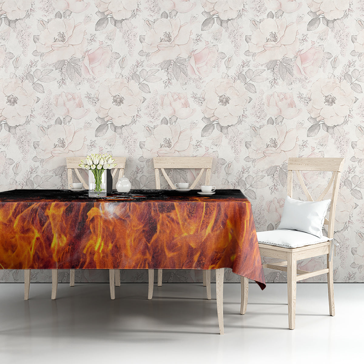 Flaming Skull Hoodie Tablecloth Spectral Pyre - Wonder Print Shop