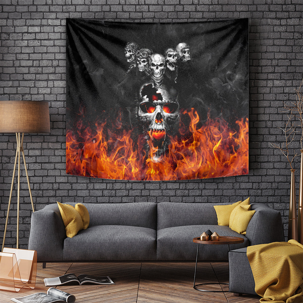Flaming Skull Hoodie Tapestry Spectral Pyre - Wonder Print Shop