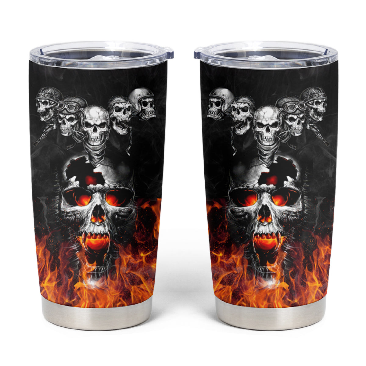 Flaming Skull Hoodie Tumbler Cup Spectral Pyre - Wonder Print Shop