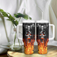 Flaming Skull Hoodie Tumbler With Handle Spectral Pyre - Wonder Print Shop