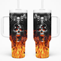 Flaming Skull Hoodie Tumbler With Handle Spectral Pyre - Wonder Print Shop