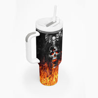 Flaming Skull Hoodie Tumbler With Handle Spectral Pyre - Wonder Print Shop