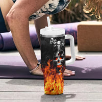 Flaming Skull Hoodie Tumbler With Handle Spectral Pyre - Wonder Print Shop