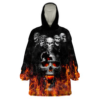 Flaming Skull Hoodie Wearable Blanket Hoodie Spectral Pyre - Wonder Print Shop