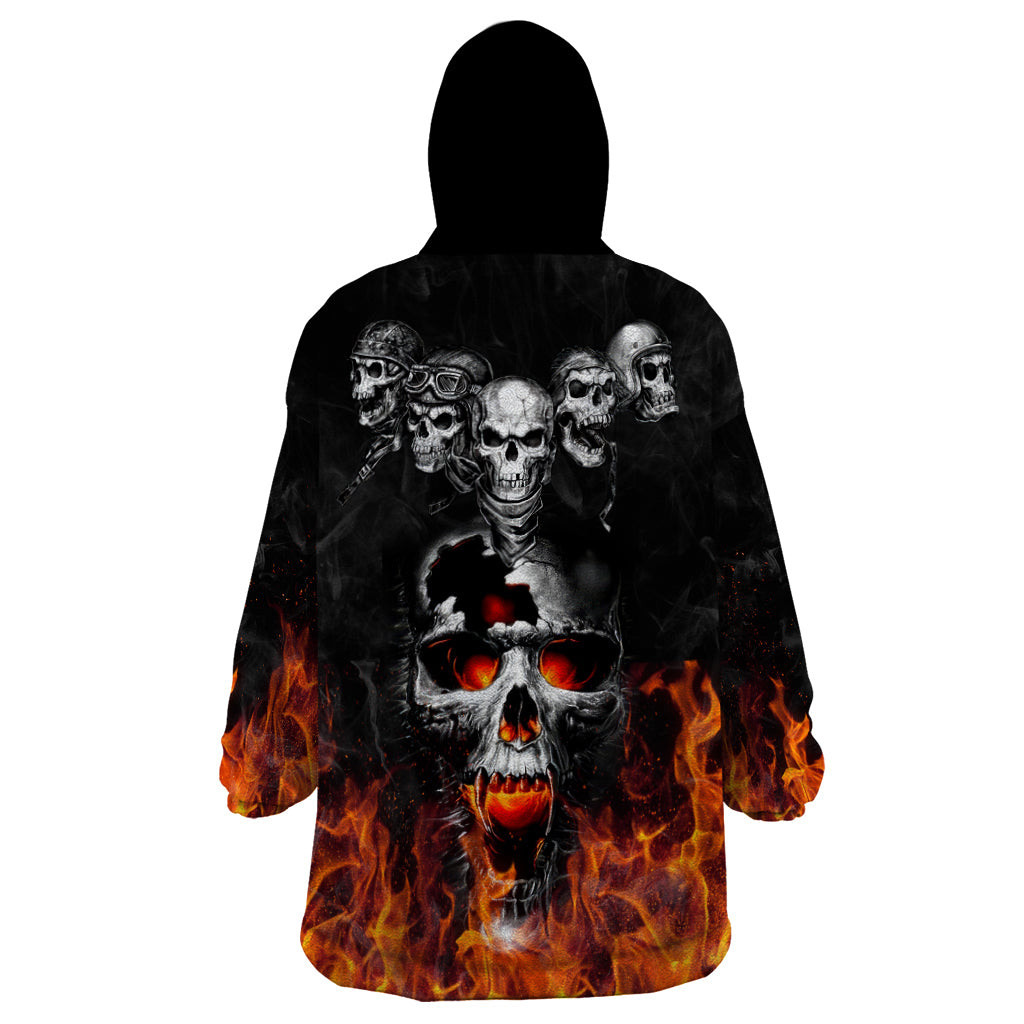 Flaming Skull Hoodie Wearable Blanket Hoodie Spectral Pyre - Wonder Print Shop