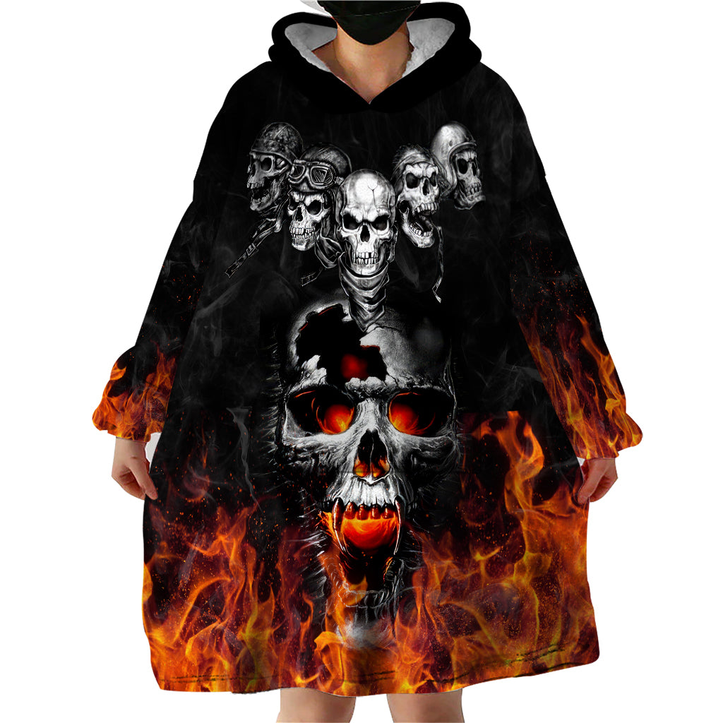Flaming Skull Hoodie Wearable Blanket Hoodie Spectral Pyre - Wonder Print Shop