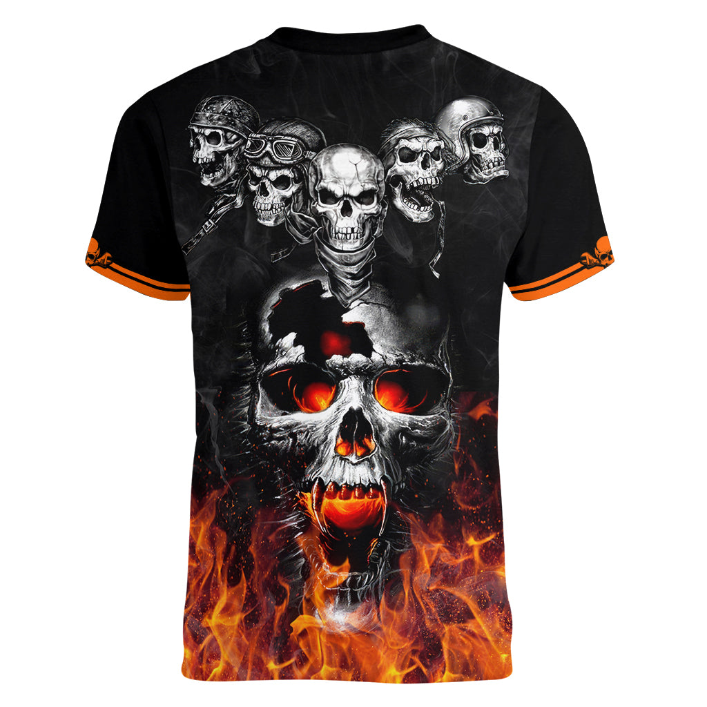 Flaming Skull Hoodie Women V Neck T Shirt Spectral Pyre - Wonder Print Shop