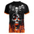 Flaming Skull Hoodie Women V Neck T Shirt Spectral Pyre - Wonder Print Shop
