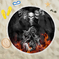 Skull Beach Blanket Five Skull With Motocycle - Wonder Print Shop