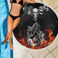 Skull Beach Blanket Five Skull With Motocycle - Wonder Print Shop